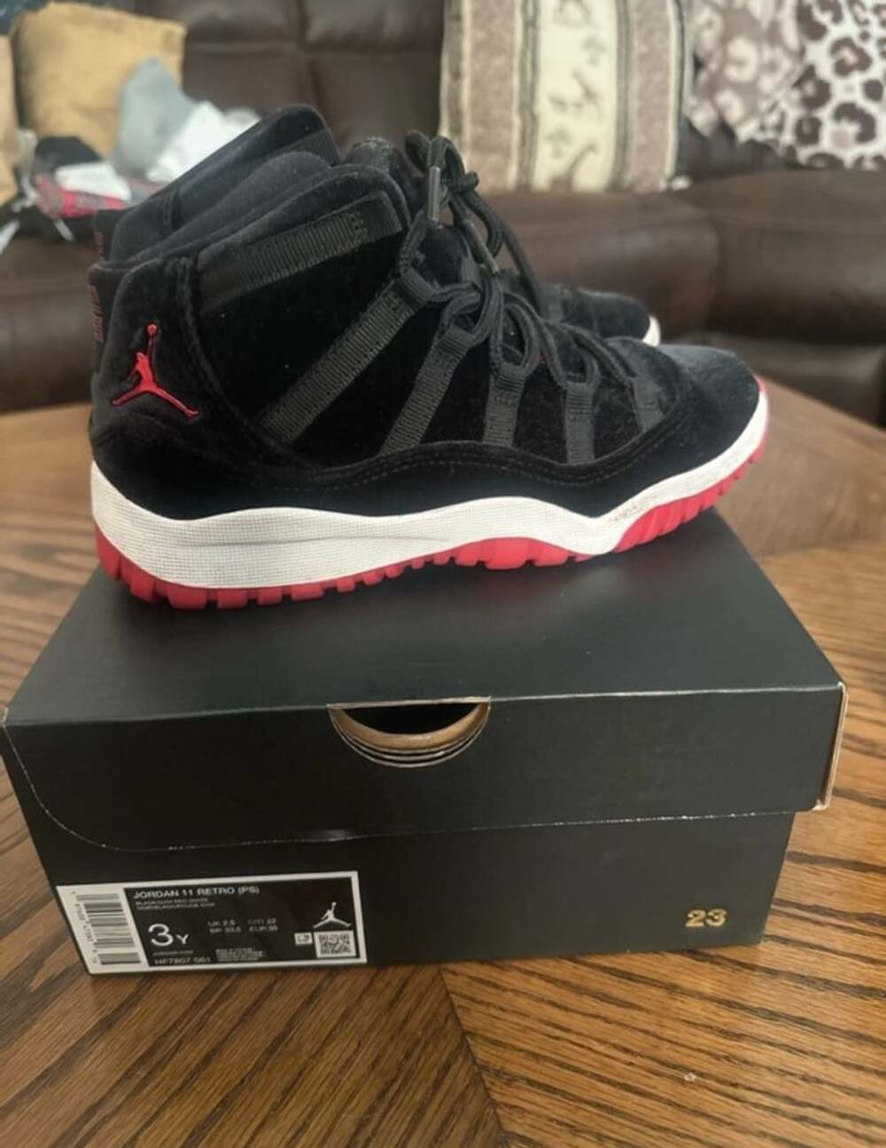 Jordan 11 Retro PS Bred Velvet Black Gym Red White (HF7807-061)